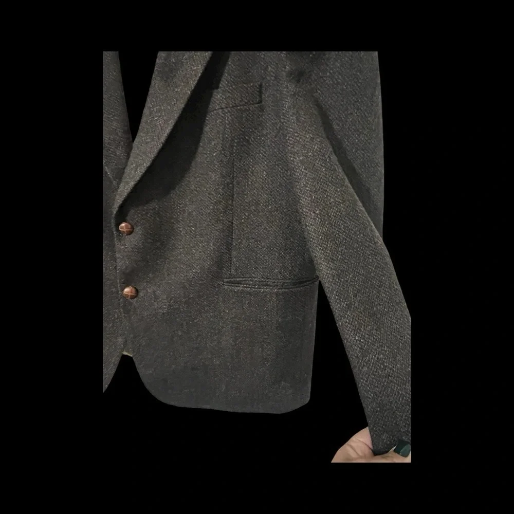 Men’s Vintage English Manor Herringbone Dark Brown Blazer|Rare Find|100% Wool